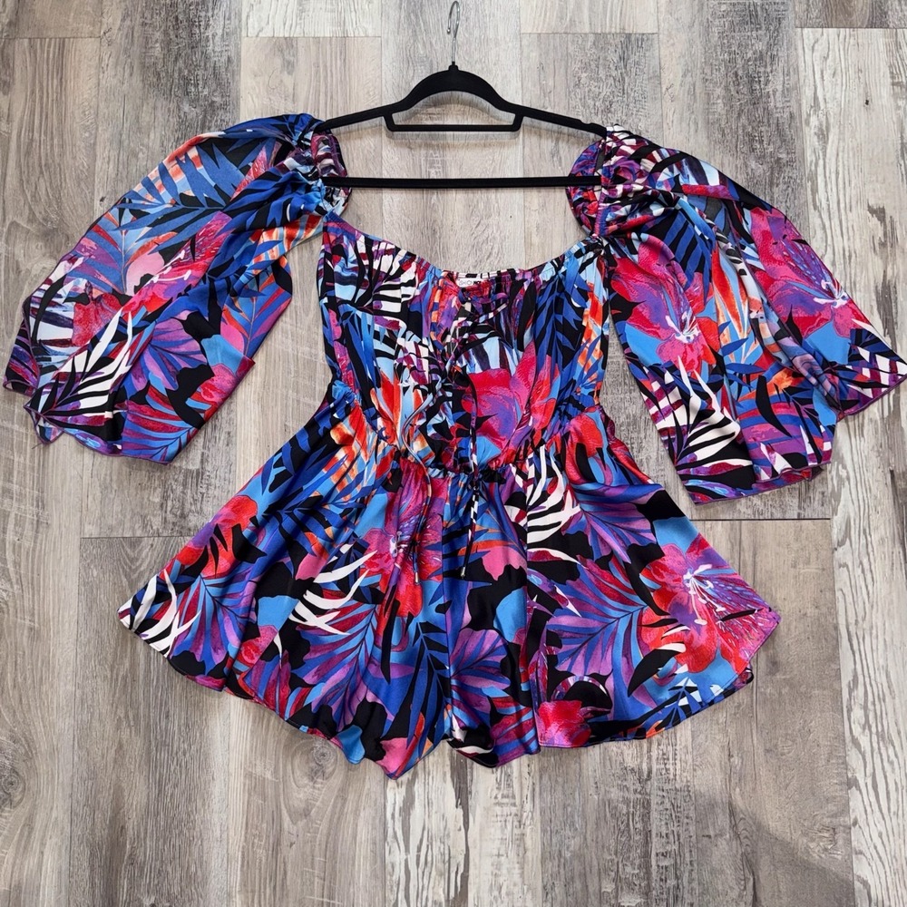 Fashion Nova Summer Sensations Floral Romper Women's Size L Multicolor